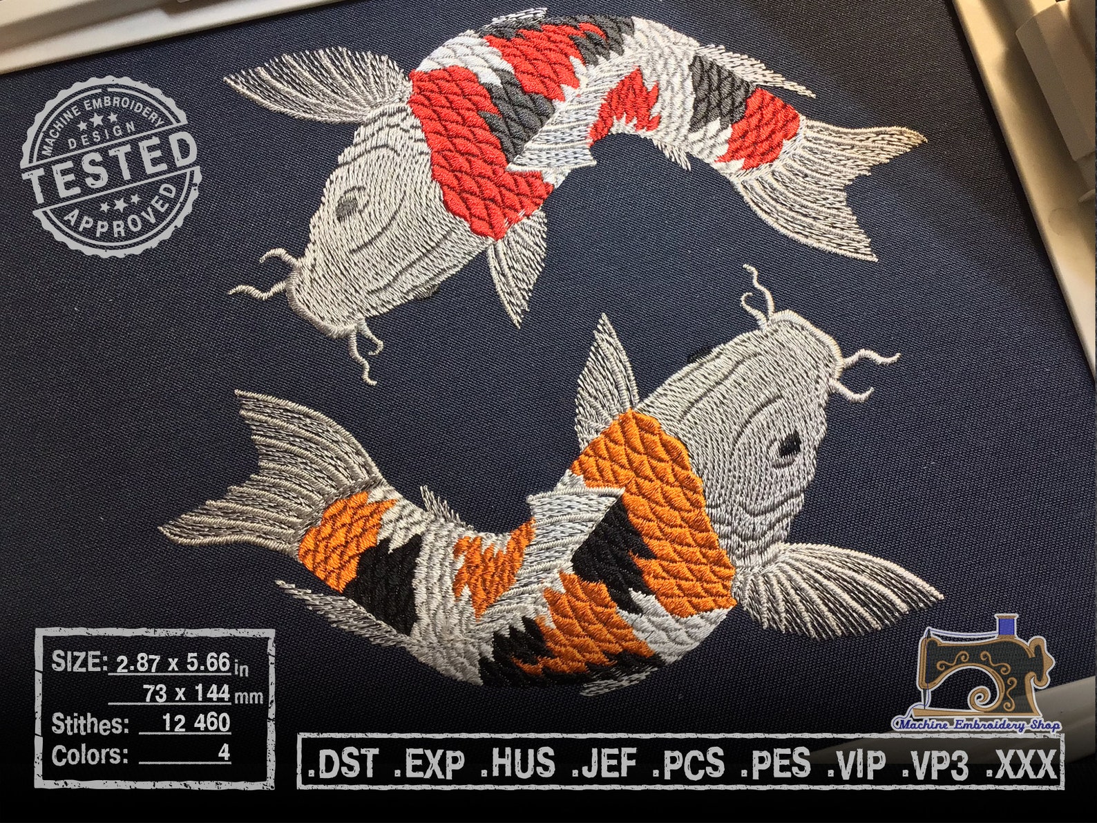 Koi fish machine embroidery design  etsy