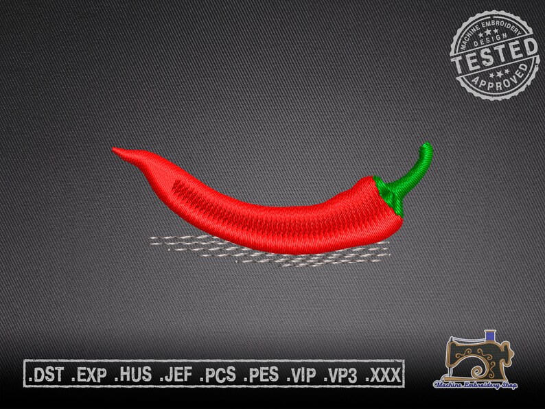 Chili Pepper Machine Embroidery Design for Kitchen Textiles Etsy