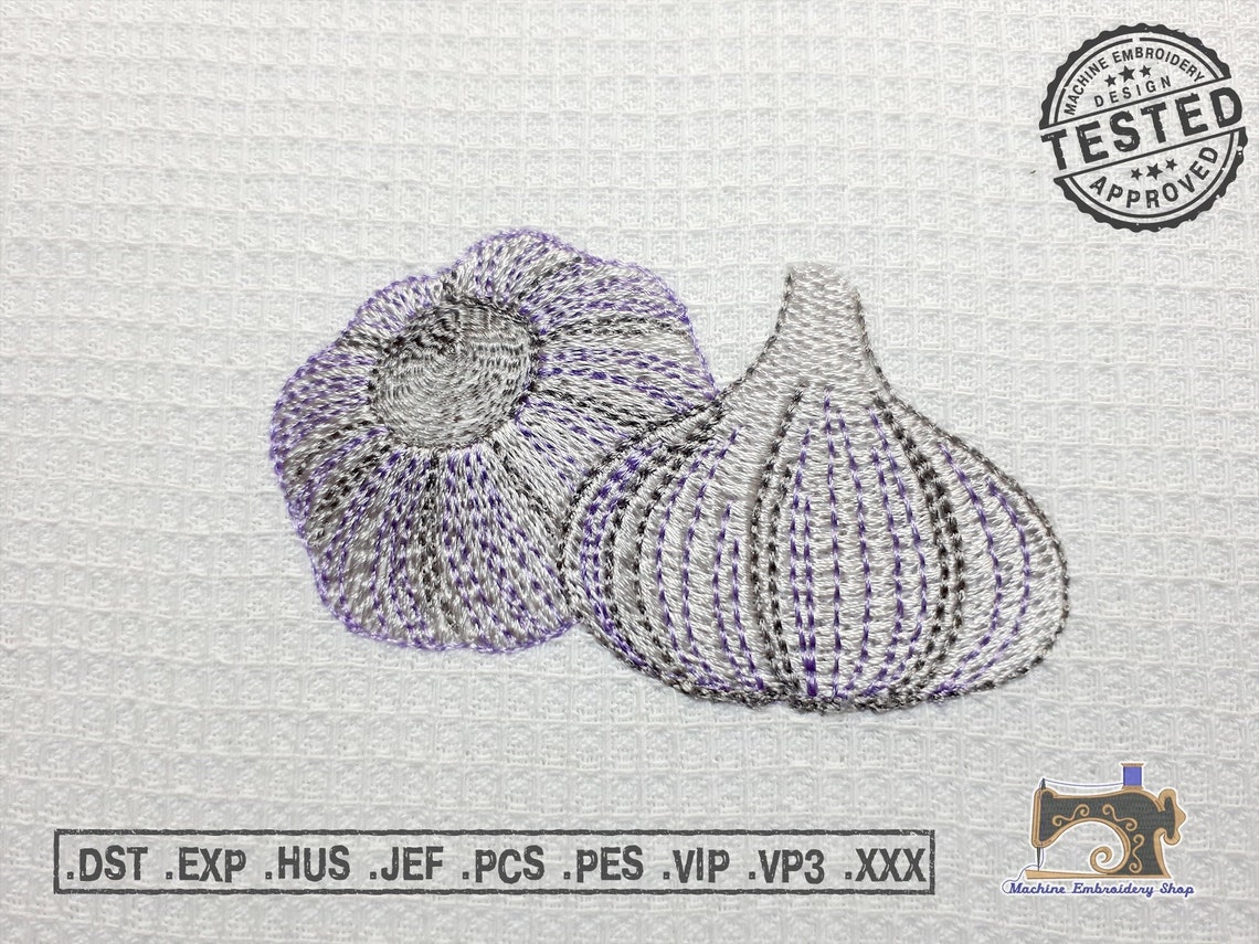 Garlic Embroidery Pattern Garlic Machine Embroidery Design for Kitchen Textile, Bag, T-shirt ...