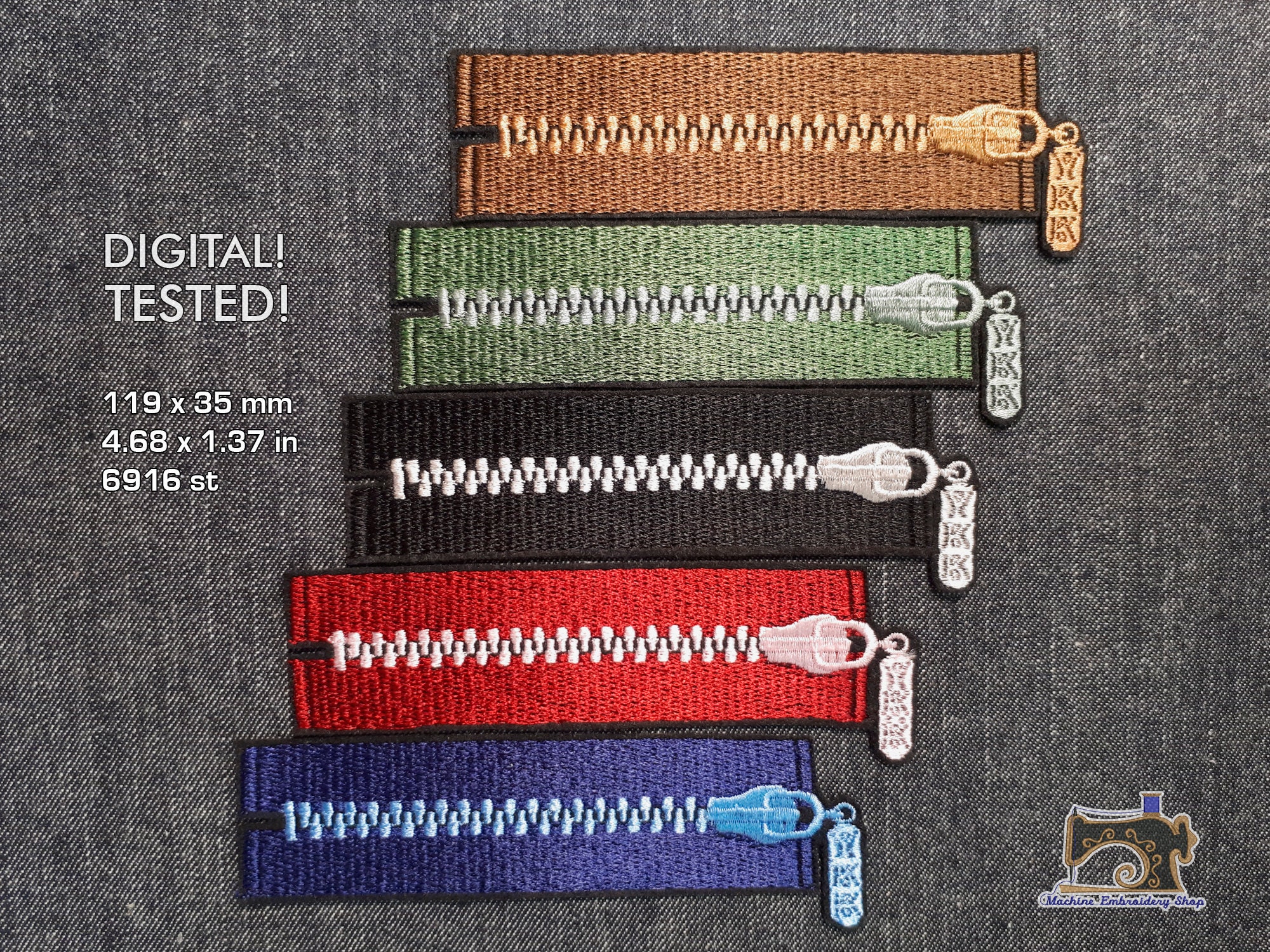 Zipper Machine Embroidery Design Etsy