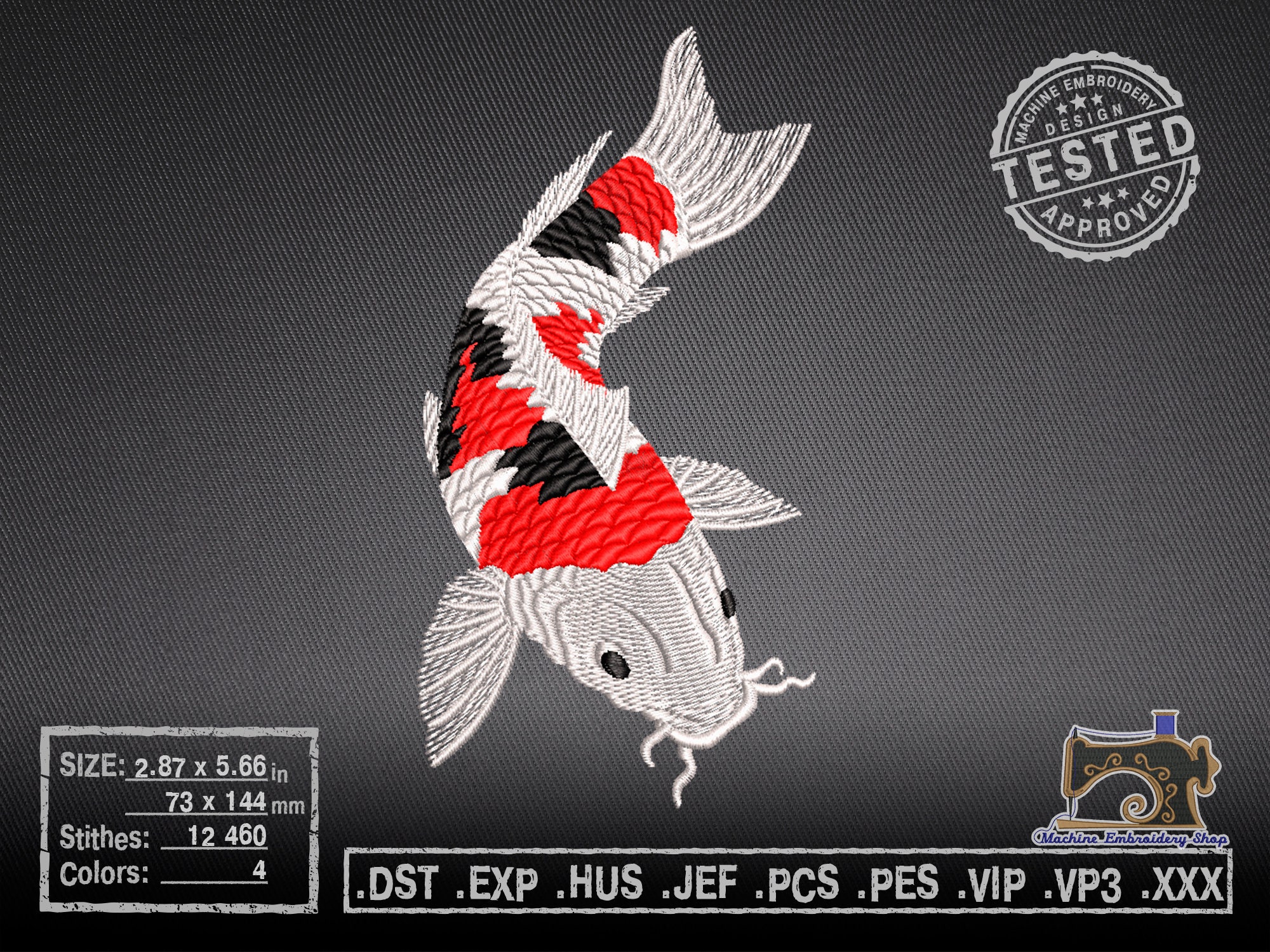 Buy koi fish machine embroidery design online in india  etsy