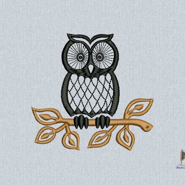 Owl bird Machine embroidery design, 2 sizes