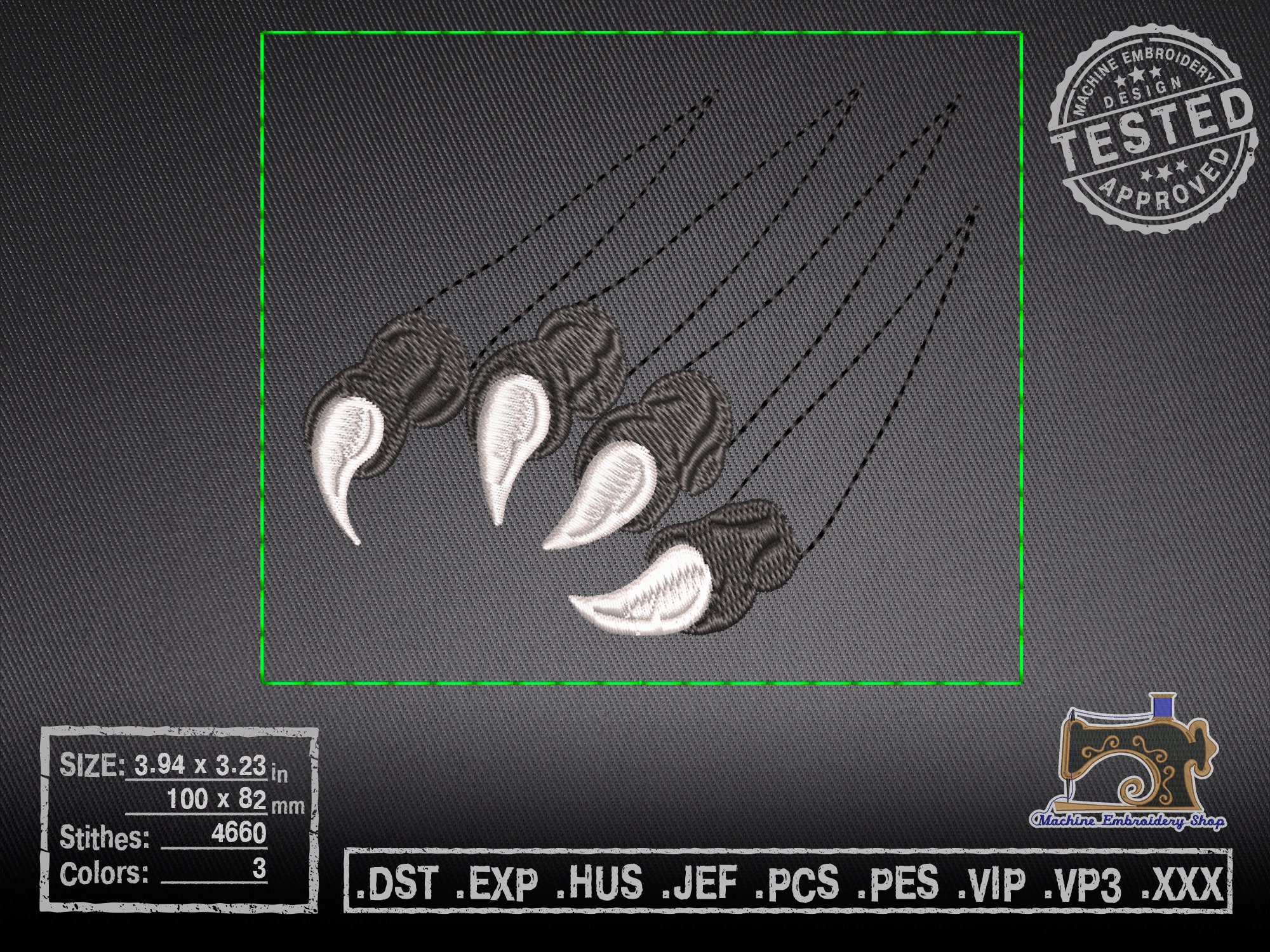 Real Scratching Claws Machine Embroidery Design Etsy