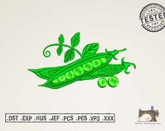 Green pea, peas vegetable Machine Embroidery Design