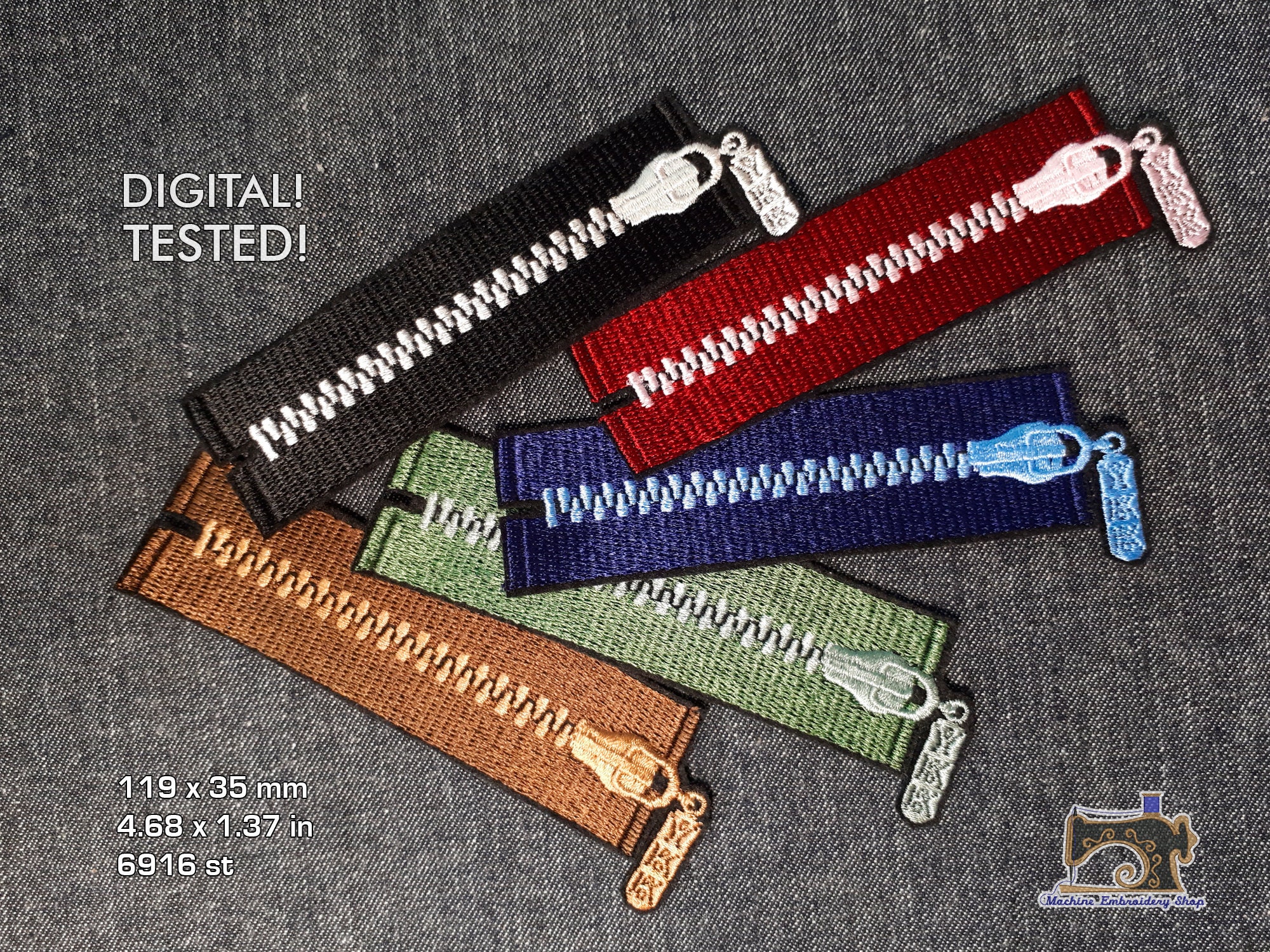 Zipper Machine embroidery design Etsy