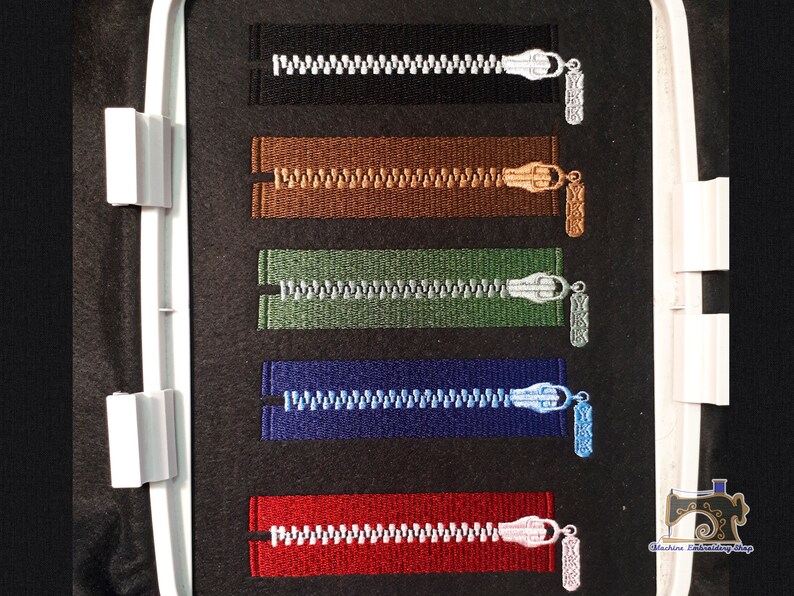 Zipper Machine Embroidery Design Etsy