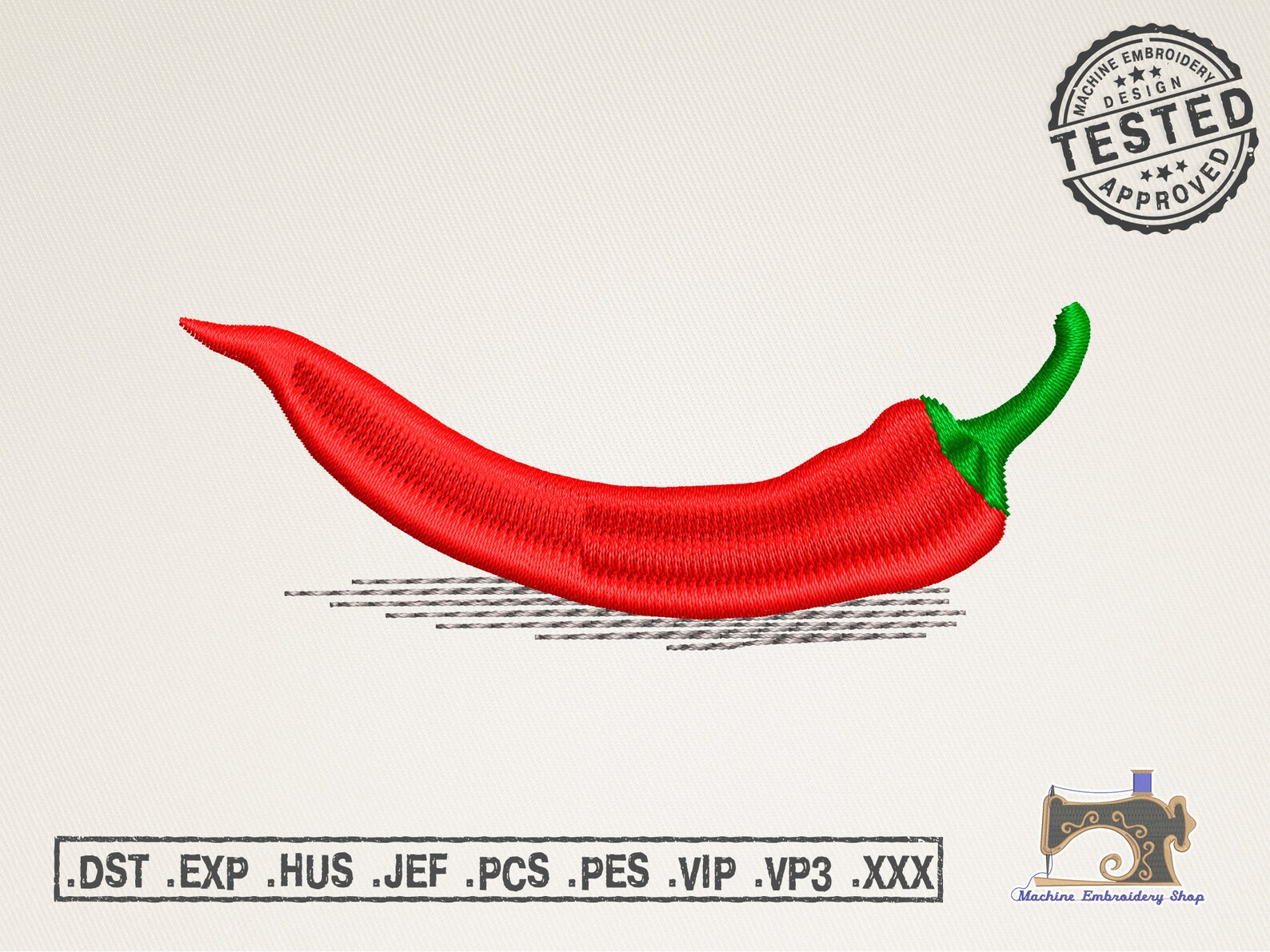 Chili Pepper Machine Embroidery Design for Kitchen Textiles Etsy