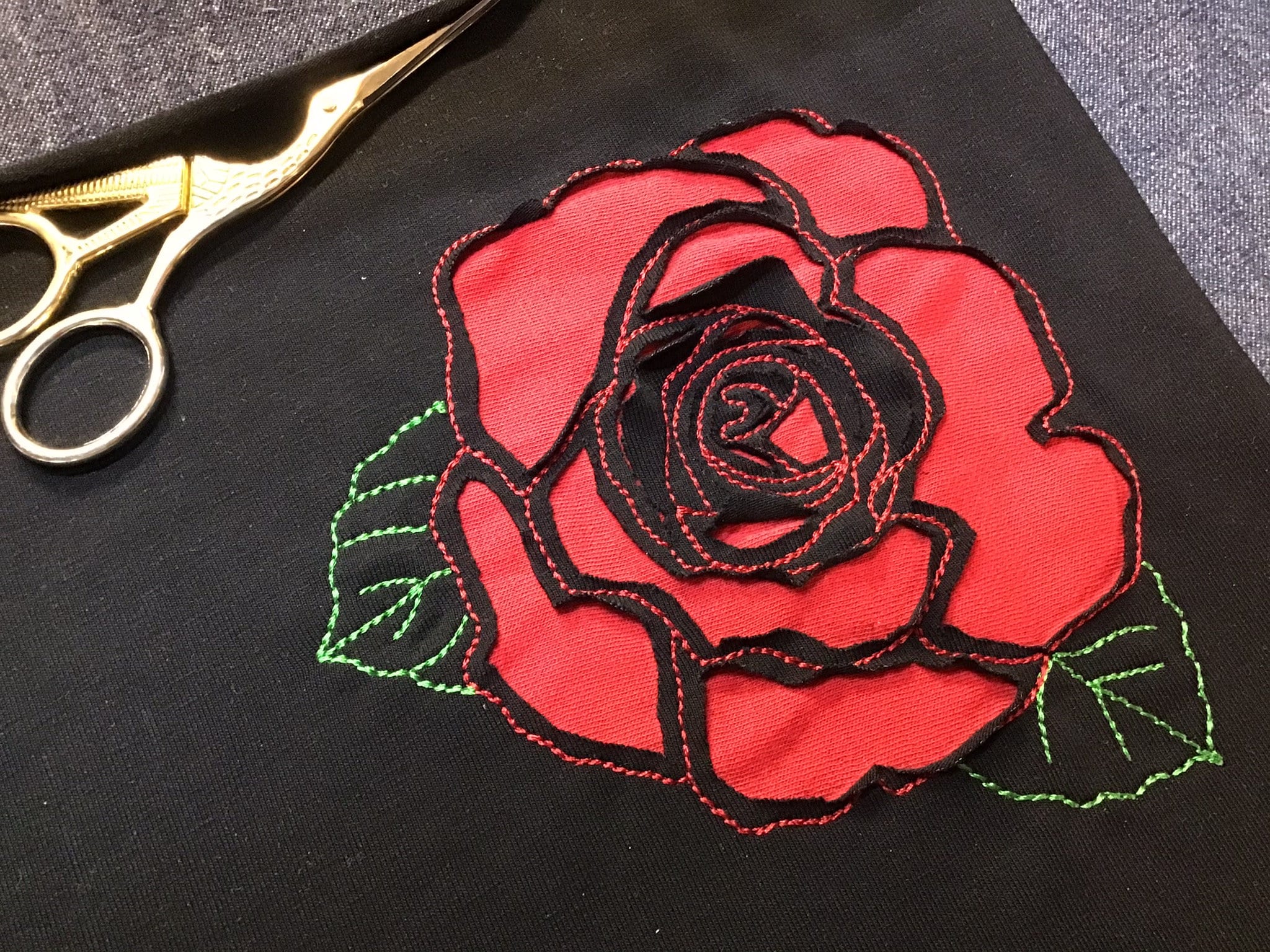 Raggy Rose reverse applique machine embroidery design Etsy