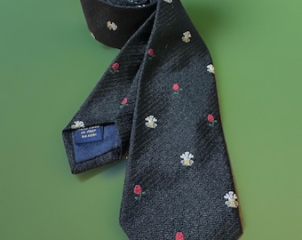 Vintage Ralph Lauren Rugby Silk Tie Black Italian | Dark Academia | RARE