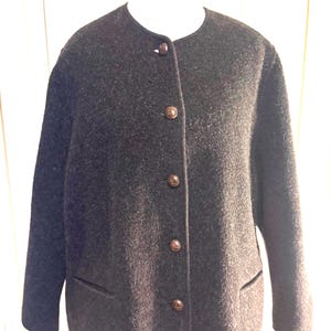 Vintage Giesswein Boiled Wool Trachten Jacket | Charcoal Gray Alpine Cottagecore Coat