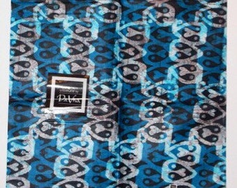 African print fabric, Batik, African Wax Print, Blue tribal mask, African Ankara, African Material, sold by the yard