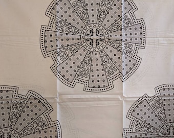 Black and White Ankara fabric, African Wax Cotton fabric, Monochrome fabric, African Print, African Ankara, Roulette Wheel, sold by the yard