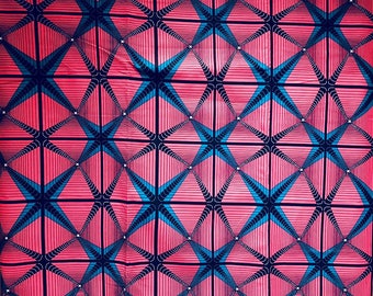 Ankara fabric, African Wax Print, Pink African Ankara, African Material, geometric motif, sold by the yard