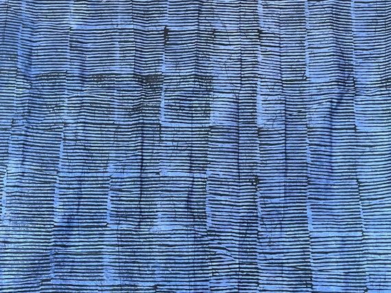 Blue Black Stripes Hand dyed African Batik fabric African Tie | Etsy