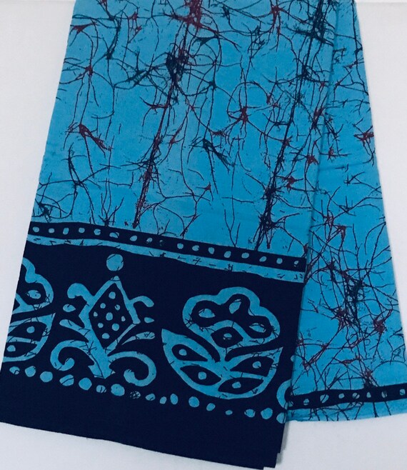 Blue And Black Graffiti Wax Cotton Antique Wax Print Fabric Etsy