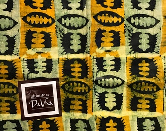 African print fabric, Batik, African Wax Print, Yellow black seed batik, Tribal African Ankara, African Material, sold by the yard
