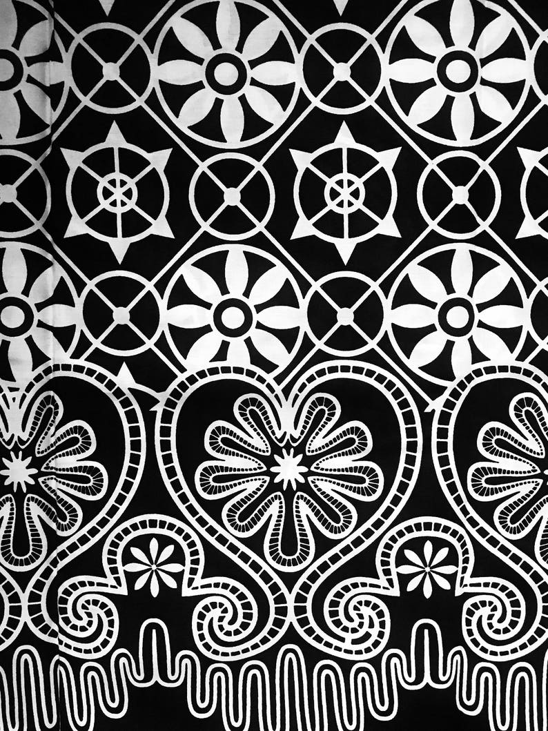 Black and White Floral Ankara fabric African Wax Cotton | Etsy