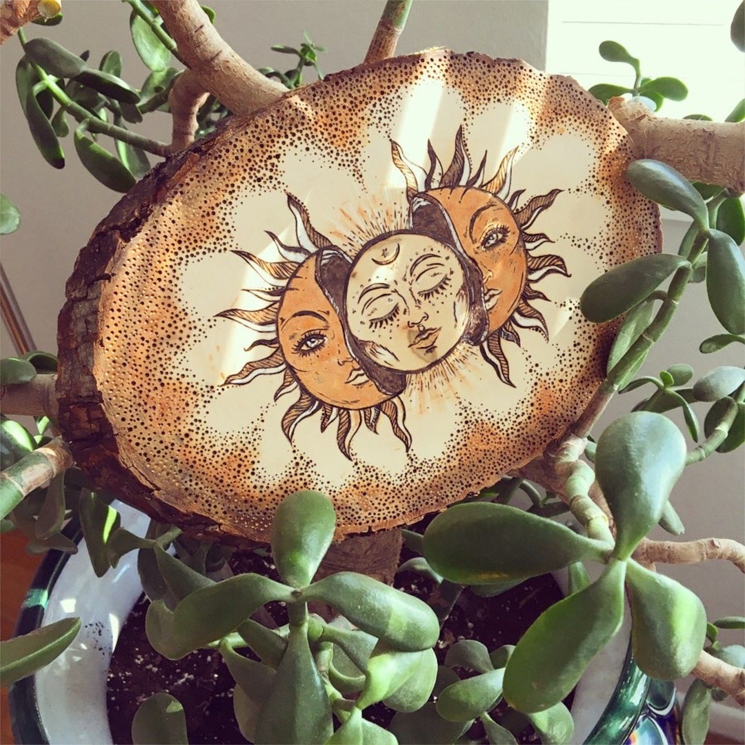 Sun and Moon Detailed Wood Burn Plaque - Etsy