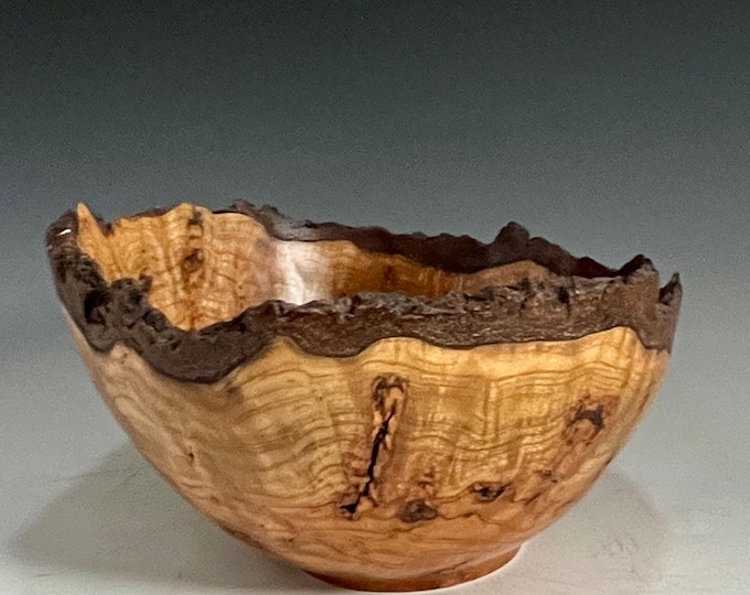 Natural Bark Edge Cherry Burl Bowl