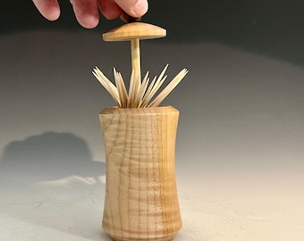 Unique Wood Toothpick Holder -  Maple & Walnut - Hand Crafted