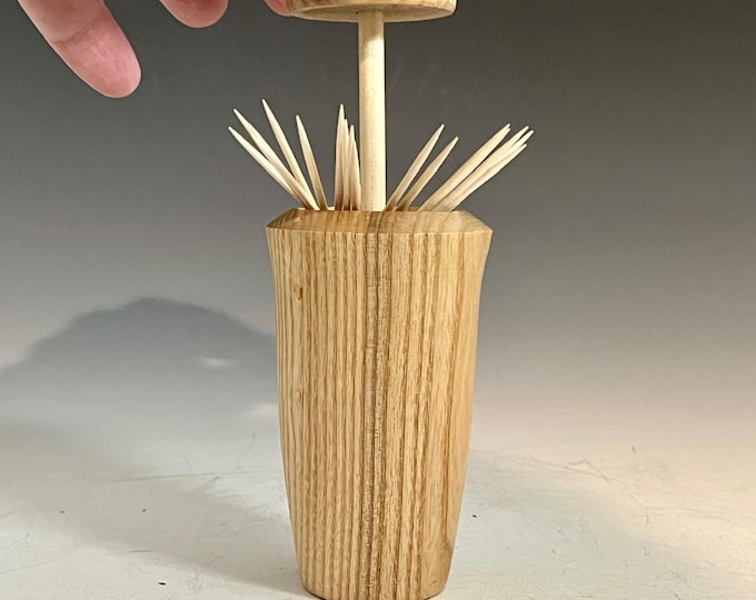 Unique Wood Toothpick Holder - White Oak & Walnut- Hand Crafted