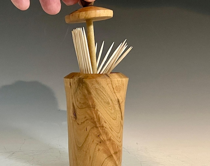 Unique Wood Toothpick Holder -  Cherry & Walnut - Hand Crafted