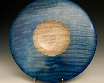 Curly Maple Platter dyed Blue