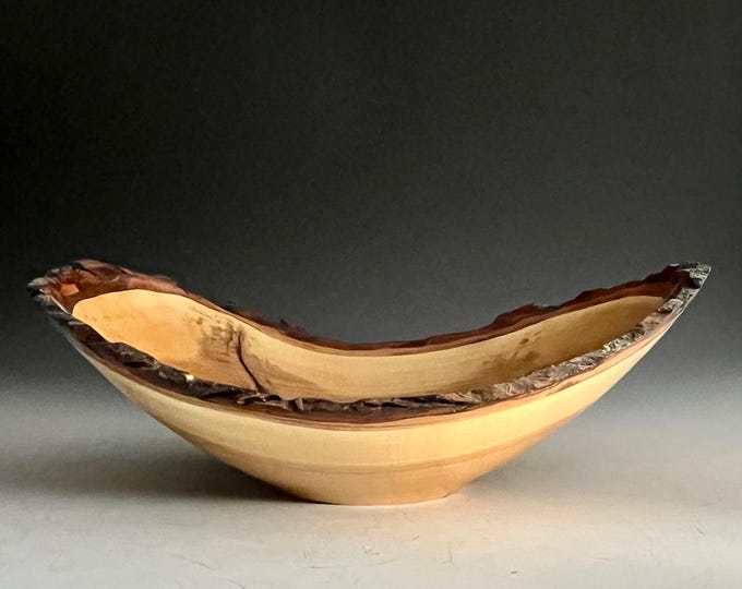 Natural Edge Maple Bowl Hand Turned Wood Bowl - Live/Bark Edge