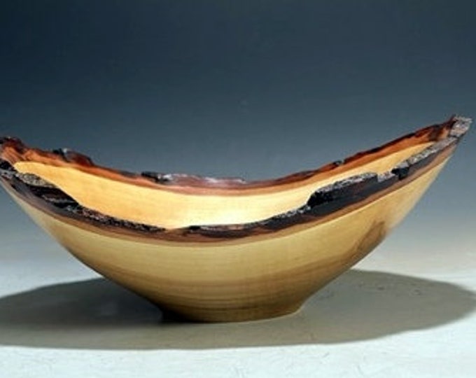 Natural Edge Maple Bowl Hand Turned Wood Bowl - Live/Bark Edge