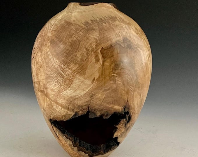 Hickory Wood Hollowform/Vase with some burl figure