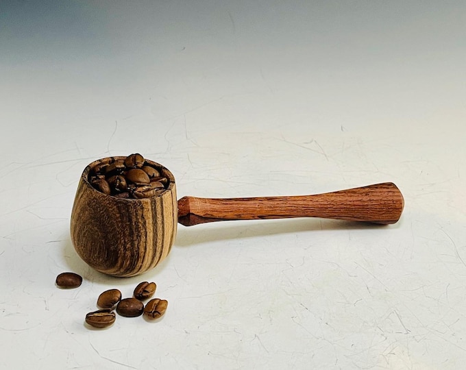 Handmade Wood Coffee Scoop Zebrawood & Rosewood