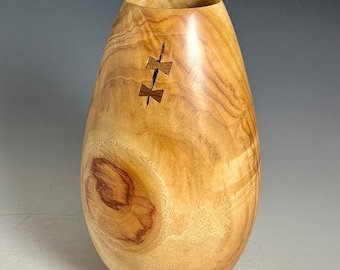 Camphor Wood Vase with Walnut Butterfly/Bowtie Patches