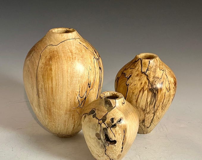 Spalted Maple Decorative Vase Set - titles "Siblings"