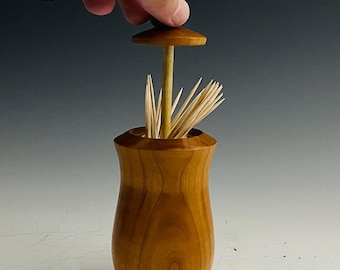 Unique Wood Toothpick Holder -  Cherry & Walnut