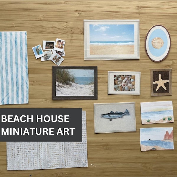 Dollhouse miniature printable beach house decor items 1/12 scale
