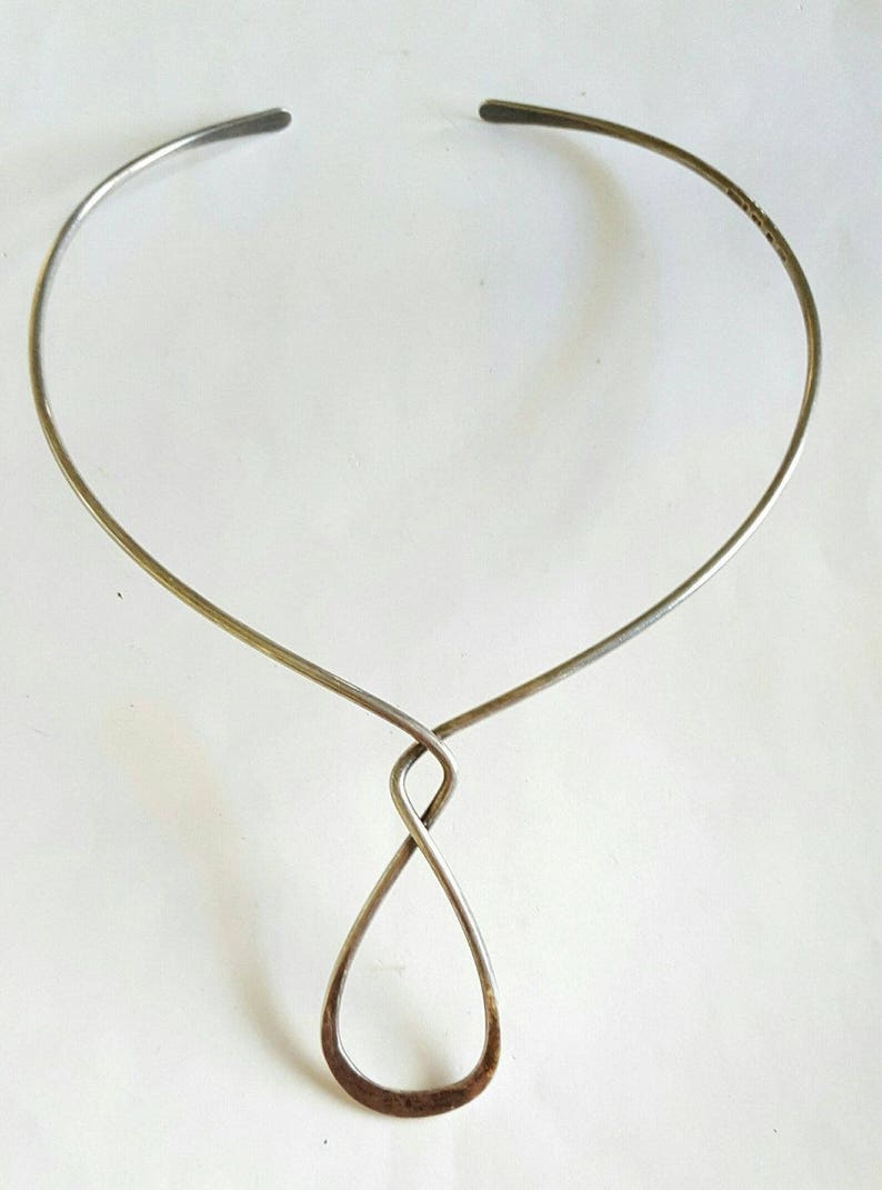 Vintage Alton Sweden Sterling Silver Modernist Sculpture Collar Cuff Necklace