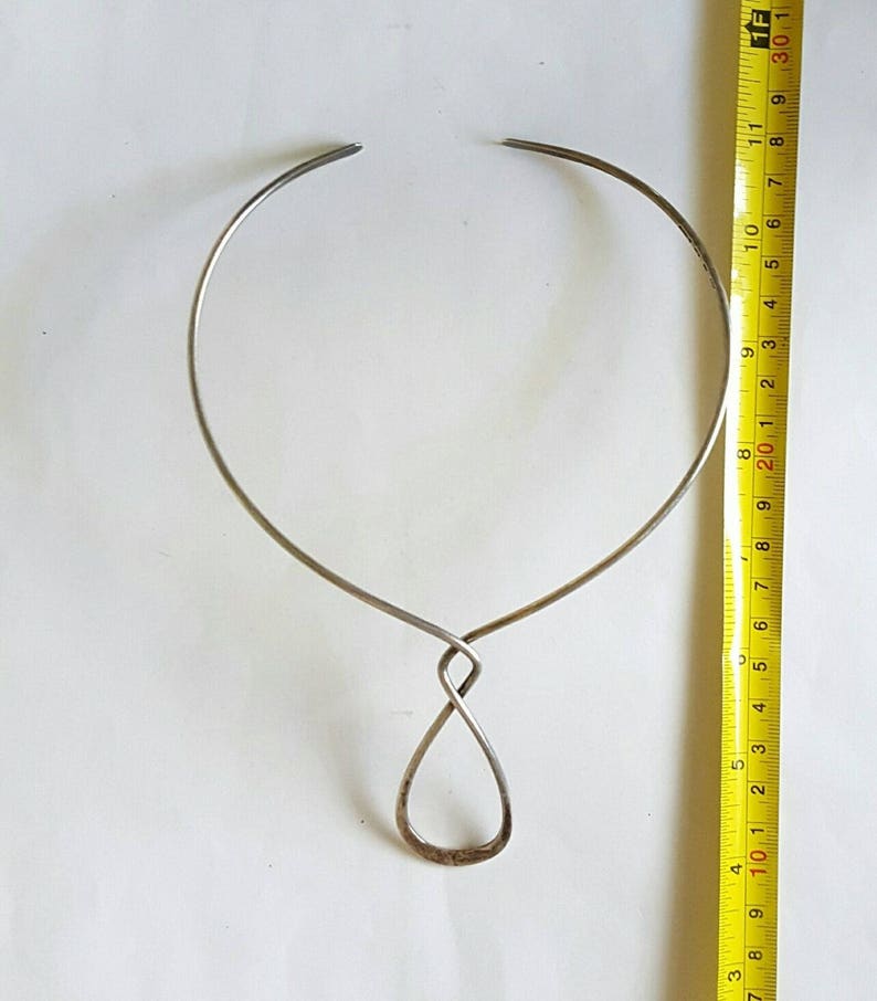Vintage Alton Sweden Sterling Silver Modernist Sculpture Collar Cuff Necklace