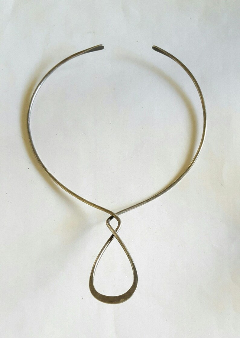 Vintage Alton Sweden Sterling Silver Modernist Sculpture Collar Cuff Necklace