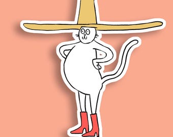 CAT in the 10 GALLON HAT Die-Cut Sticker