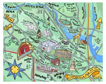 Somerville Map Illustration – Art Print