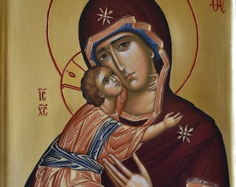 Vyshgorod icon (Vladimir Icon) of the Mother of God Ukrainian icon Byzantine Theotokos orthodox icon egg tempera