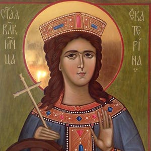 Saint Great Martyr Catherine Katerina Ukrainian icon Byzantine icon Orthodox icon  egg tempera