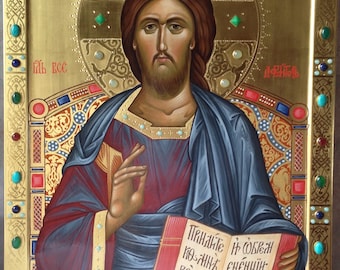 Orthodox icoon Christus Pantocrator Jezus Christus icoon eitempera handgemaakt icoon schilderij icoon Byzantijns religieus icoon