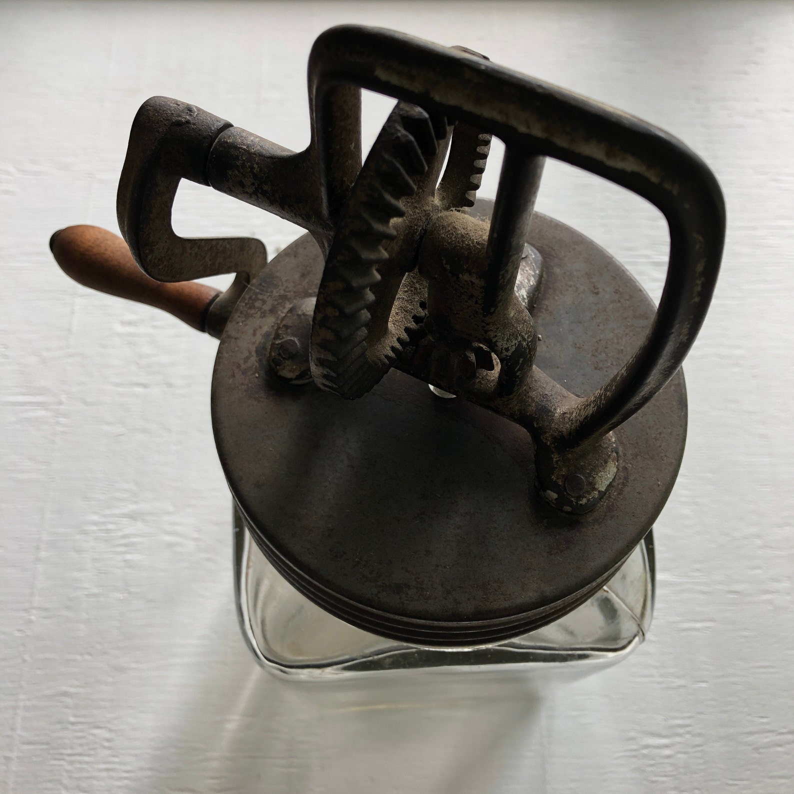 Antique 2Quart Glass Butter Churn Jar Americana Farmhouse Etsy