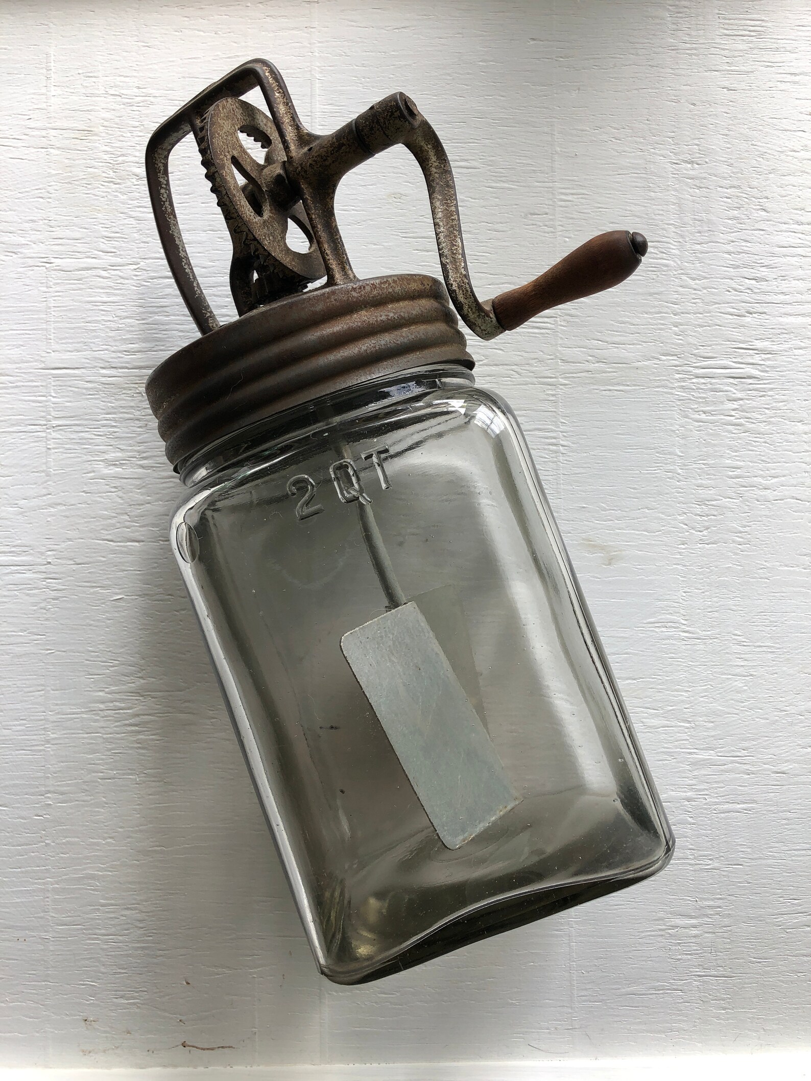 Antique 2Quart Glass Butter Churn Jar Americana Farmhouse Etsy