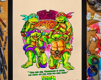 Tortugas Ninja Mutantes Adolescentes. Cartel de 30x40/Enmarcado