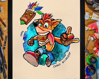 Crash Bandicoot. Póster 30x40/Enmarcado