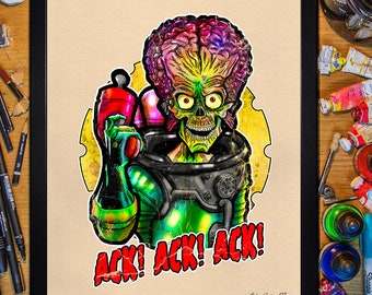 ¡Ataques a Marte! 1996. Cartel de 30x40/Enmarcado