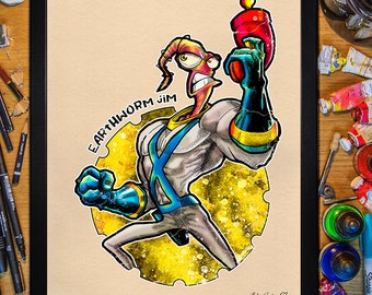 Lombriz de Tierra Jim, 1994. 30x40 Cartel/Enmarcado