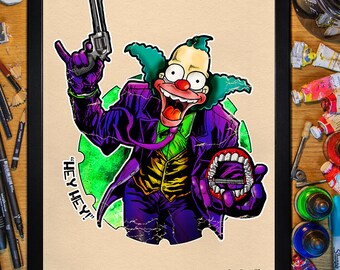Krusty el Joker. Póster 30x40/Enmarcado